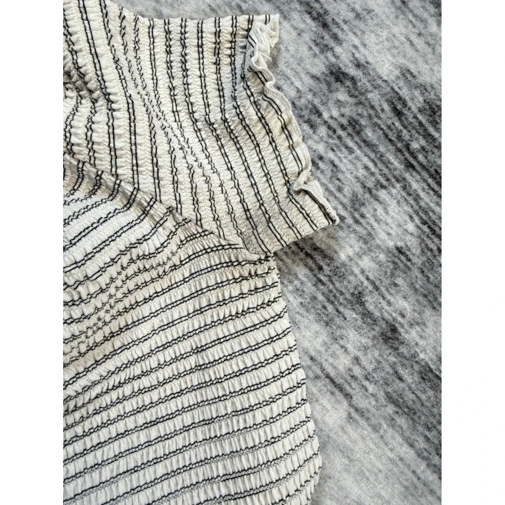 Art Class Girls Black White Striped Smocked Off Shoulder‎ Top L 10/12